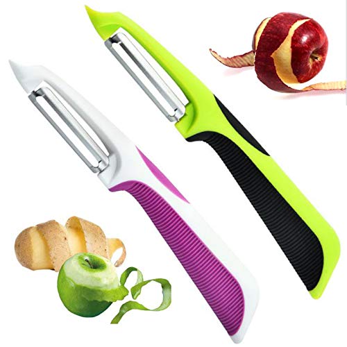 MNBHJK 2 Piezas Pelador de Frutas Y Hortalizas Pelador Verduras Profesional Pelador de Paraverduras Patata Frutas MultifuncióN Pelador de Frutas y Verduras Adecuado para Usuarios Diestros o Zurdos Cover