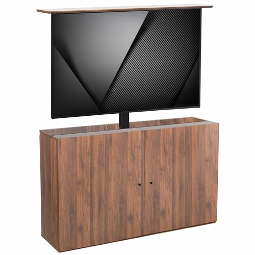 VIVO Walnut TV Cabinet with Motorized Vertical Lift Television Stand, Holds 32 to 55 inch TVs up to 44 lbs, CASE-KIT-EUP1WN