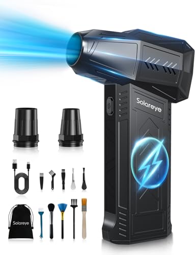 Solareye Druckluft Compressed Air Duster, 3-Gang 180000 U/min, Elektrische Staubgebläse Luftdruckspray mit 6000mAh Akku, Reinigungsbürste und USB Schnellladung, für PC Reinigungsset, Auto, Sofa Solareye Druckluft Compressed Air Duster, 3-Gang 180000 U/min, Elektrische Staubgebläse Luftdruckspray mit 6000mAh Akku, Reinigungsbürste und USB Schnellladung, für PC Reinigungsset, Auto, Sofa