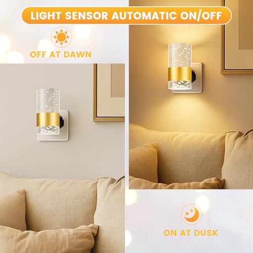 2 Pack Night Light Plug in Wall for Living Room, Bedroom & Hallway, Nightlight with Dusk to Dawn Sensor, LED Bedside Lamp Wireless for Home Decor & Accessories, Adjustable Brightness 0-100LM, 3000K - Image 4