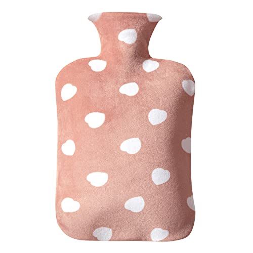 weVSwe Botella De Agua Caliente Con Cubierta Suave - 1.8L PVC Premium Para El Alivio Del Dolor De Cuello Y Hombros Para Niños Adultos Rosado Cover