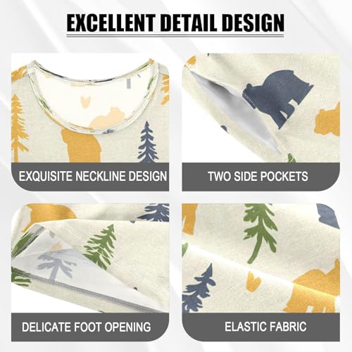 senya Short Sleeve Pajamas Sets Summer Cotton Sleepwear Yellow Black Bear4