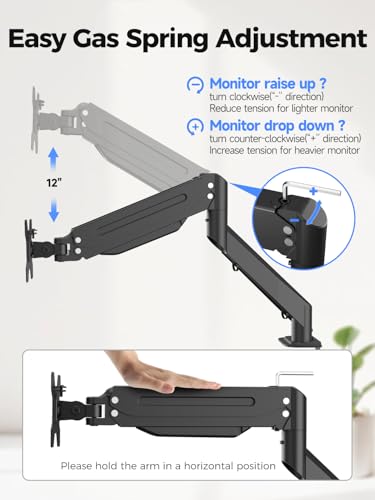 Image of Suptek Dual Monitor Mount Stand-Height Adjustable Gas Spring Monitor Arm Desk Mount for 2 Computer Screens 17 to 35 inches - Each Arm Holds up to 24.25lbs,Black(MD8SP)