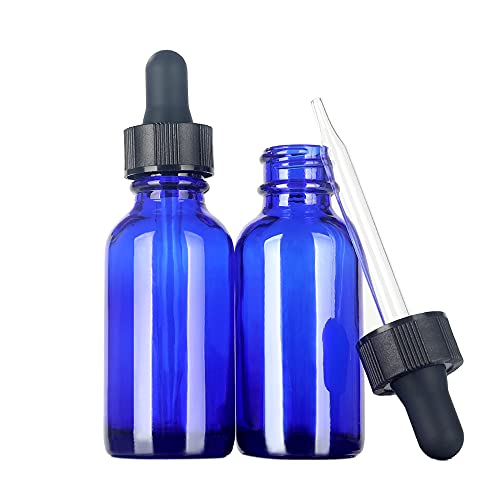 Magic Season Boston Bouteilles Rondes en Verre (Bleu / 30 ml avec Compte-gouttes / 2 Pièces)