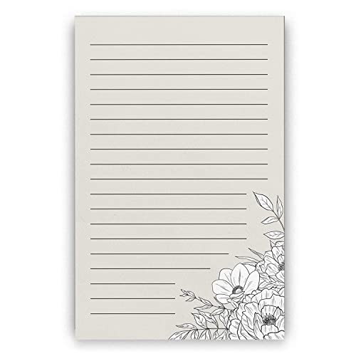 Image of Dashleigh Lux Floral Ivory and Black Notepad, 100 Sheets (5x8 in. - Lined)