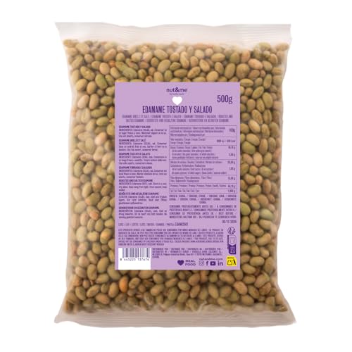 Edamame tostado y salado 500 gr nut&me | Sin gluten y sin azúcares añadidos | Alto en proteínas | Snack crujiente |
