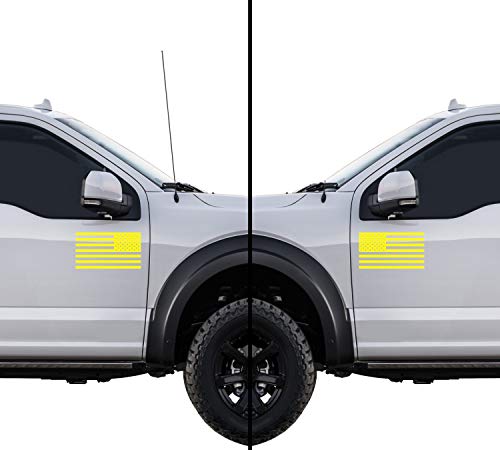 Image of American US Flag [Pick Color /Size] Vinyl Decal Sticker for Laptop /Car /Truck /Window /Bumper (3.5in Subdued Pair, Matte Yellow)