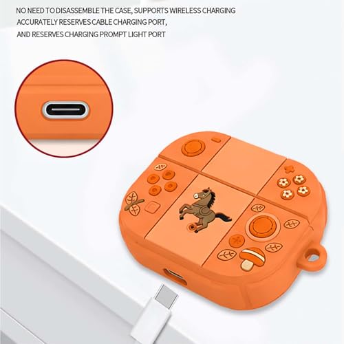 Image of Anvique Silicone Case Cover for Oneplus Nord Buds 4 Pro, Scratch Resistance, Shock Absorption, with Premium Carabiner (Horse Orange T)