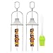Spiedini per barbecue per griglia, spiedini per barbecue in acciaio inox, bastoncini di spiedini piatti riutilizzabili, spiedini piatti a 3 pin per barbecue con barra di spinta, utensili immagine