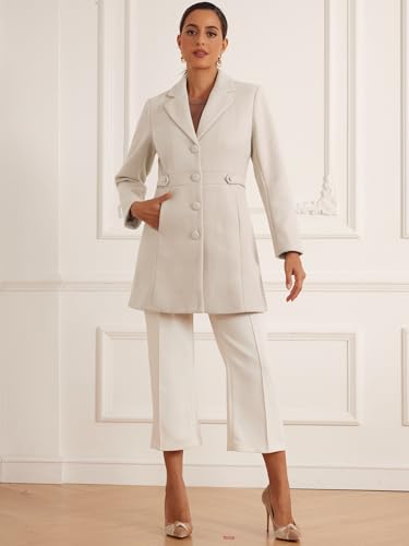 Allegra K Winter Coat for Women's 2024 Notched Lapel Single Breasted Button Down Outerwear Pea Coats4