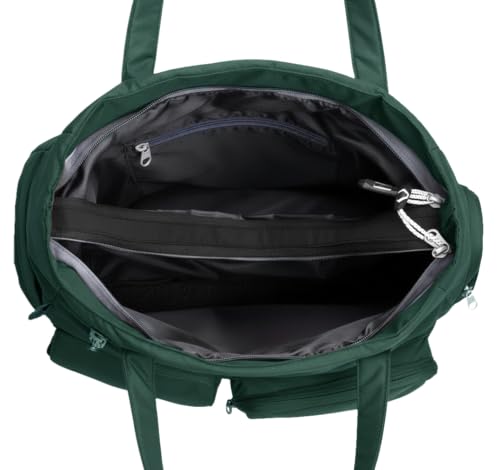 Image of Lusive's Double Pocket Handbag for Women: Stylish, Ideal Companion for Work, Travel, Polyester Material, Spacious 10-liter Capacity, 6 Pockets. (Black & Grey)