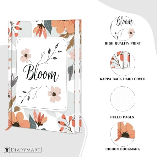 Image of Hard Bound Notebook for Girls & Women | A5 Ruled Journal | 192 Pages | 80 GSM Premium Paper | Designer Laminated Cover | Ribbon Bookmark | Notebook for School, College, Office, Journaling & Note Taking (DM4001)