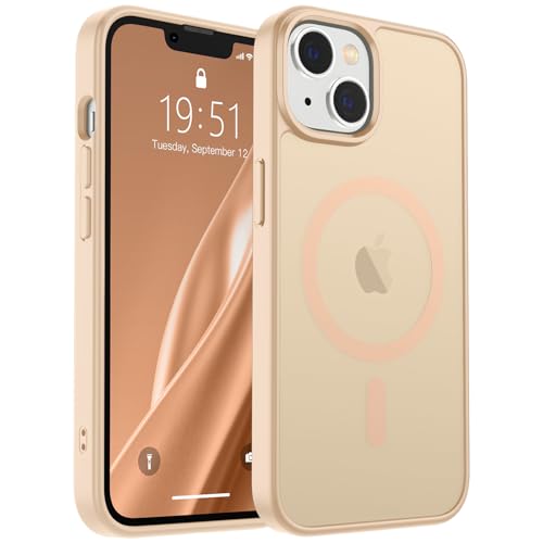 Image of SUPFINE Magnetic for iPhone 15 Plus Case & iPhone 14 Plus Case(Compatible with MagSafe)(Military Grade Drop Protection) Slim Translucent Shockproof Phone Case,Sand Pink