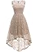 MUADRESS Women's Elegant Floral Lace Dress Sleeveless Crew Neck Hi-Lo Cocktail Prom Dress for Evening Party Champagne XS