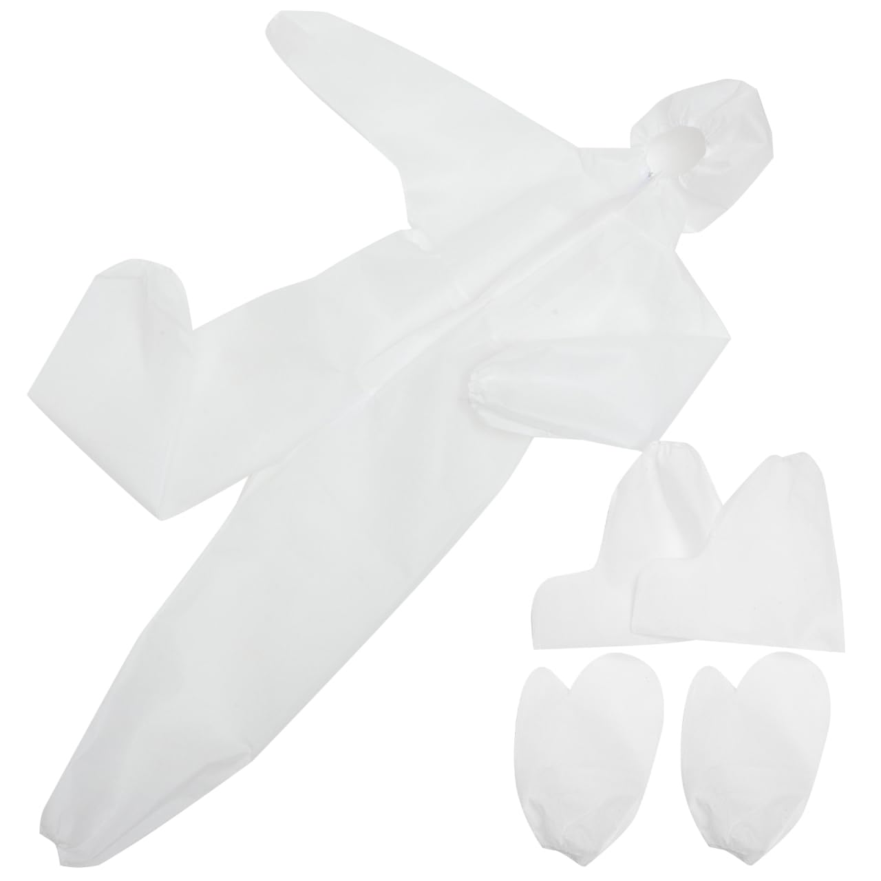 VALICLUD Children Disposable Coverall with Elastic Wrists, Ankles and Hood, Non- Porous Anti- Dust Ventilation Suit White, With Glove and Shoe Cover