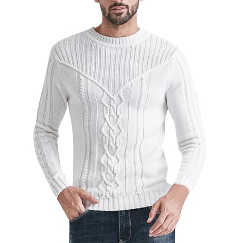 Men's Sweater Cable Knit Twist Patterned Textured Sweaters Crewneck Long Sleeve Knitwear Pullover