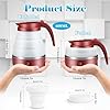 Faltbarer Wasserkocher, Piashow 600ml Camping Wasserkocher Mini Reisewasserkocher Faltbar Silikon Wasserkessel mit 2 Faltbecher, Reise Wasserkocher Faltbar Elektrisch Klein für Camping, Reise, Outdoor