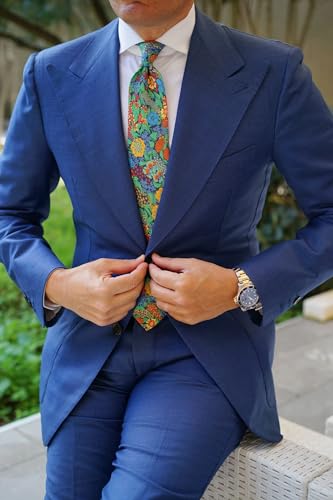 Image of OTAA Floral Necktie Casual Ties for Men - Perfect Neck Tie for Groomsmen Wedding Ties or Formal Occasions