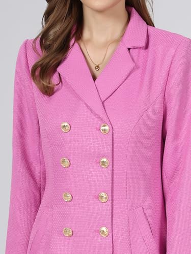 Image of Hobemty Women's Tweed Blazer Dress Collared Double Breasted A-Line Formal Work Dresses