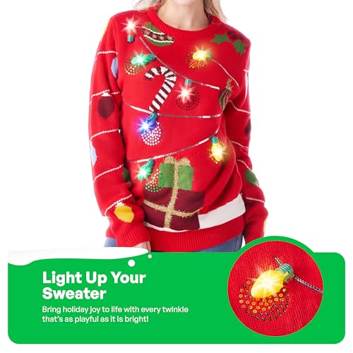 JOYIN Matching Light-Up Christmas Lights Sweater for Couples - Image 4