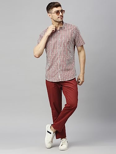 Image of Thomas Scott Mens | Half Sleeve Checkes | Printed | Slim Fit | 100% Cotton | Spread Collar | Shirts