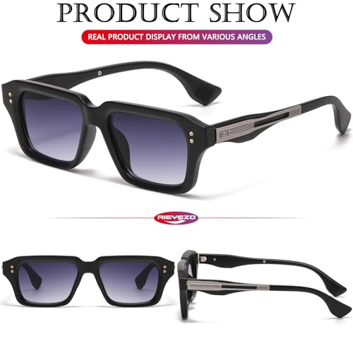 Image of AIEYEZO Rectangle Sunglasses for Men Women Fashion Square Frame Sun Glasses 90's Retro Designer Shades