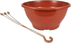 kit 15 vasos cuia tamanho 21 de 2 litros + 15 hastes para pendurar plantas pendentes samambaias e suculentas (MARROM)