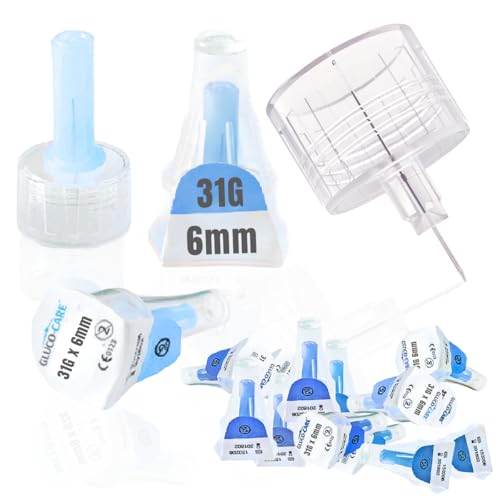 GLUCO-CARE Pen Tips 31G x 6mm (1/4) Ultra-Thin Tip Design Thin-Wall Channel Structure Universal Twist-On Connection 100 Count Box