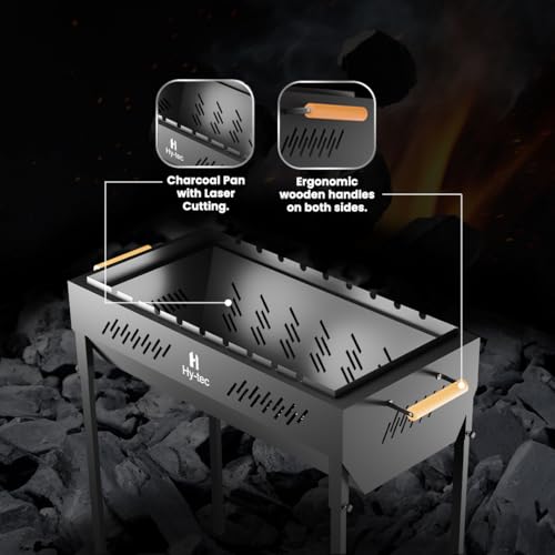 Image of H Hy-tec (Device) Hybb, Backyard Charcoal Grill Barbeque With 7 Skewers & Charcoal Tray (Stellar Black), Free Standing