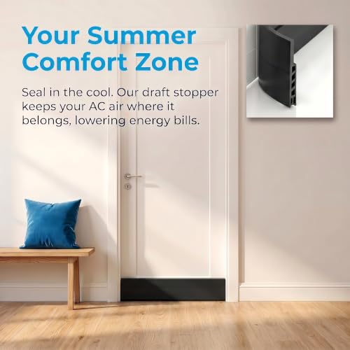 Image of 4 Pack Door Draft Stopper, Under Door Sweep for Exterior & Interior Doors, Weather Stripping Door Seal, Garage Window Blocker Noise Cold Air Insulation, Draft Guard Black 2 inch W x 39 inch L