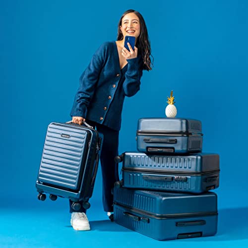 Image of Assembly Set of 3 Polycarbonate Luggage - 75 cm, 65 cm (Check in) & 55 cm (Cabin) Hardsided Suitcase Trolley Bags for Travel with TSA Lock (Blue)