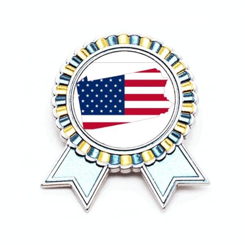 Broche carte Pennsylvanie M en métal drapeau USA pour veste et chapeau