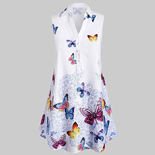 image for NANTE Top Casual Loose Blouse Sleeveless Butterfly Print T Shirts Tops