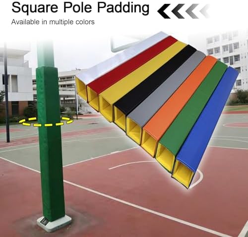 Basketball Pole Padding, Wrap Around Square Safety Pad for Support Column, Ideal for Garage & Sports Court Protection
