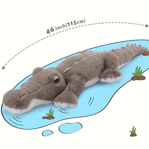 Image of MorisMos Giant Alligator Stuffed Animal, 46 inch Large Alligator Plush, Jumbo Soft Crocodile Plush Toy Pillow, Big Stuffed Crocodile Wild Animal Stuffed Toy Gift for Kids Boys Girls
