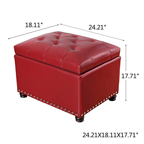 Jovecoleatherstorageottoman24rectanglesquarebenchfootreststoolforbedroomlivingroomred  Urban Country Home Decor Joveco leather storage ottoman 24 rectangle square bench foot rest stool for bedroom living room red  urban country home decor