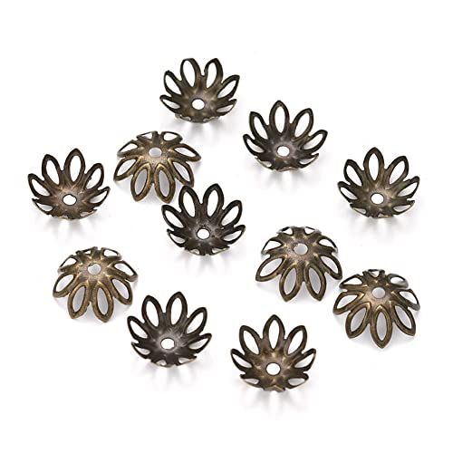 Zhiheng 500PCS 15mm Gold Tone Flower Bead Caps for Jewelry Making DIY Bead Working, antique bronze - Image 2