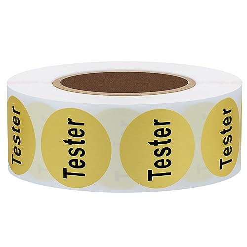 Hylabelest Kosmetiktester-Aufkleber, rund, goldfarben, metallisch, 20 mm, insgesamt 500 Klebeetiketten pro Rolle (Gold)