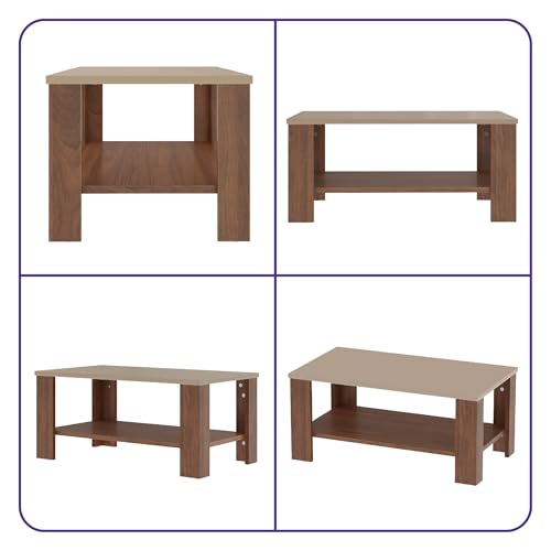 Image of Wakefit Center Table | 1 Yr Warranty | Coffee Table for Living Room Wooden, Tea Table for Living Room Wooden, Sofa Table, Free Installation from Brand, Modern Multi-Functional & Wobble-Free(Vaulten)