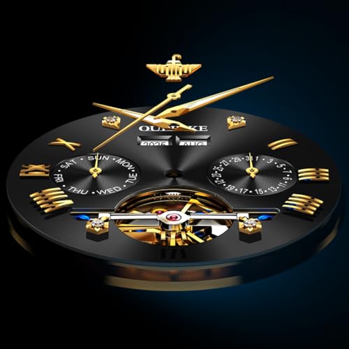 Image of OUPINKE Men's Automatic Watch 44mm Big Dial,Luxury Mechanical Wristwatch,Sapphire Crystal Glass,50M Waterproof, Tungsten Steel with Date Display