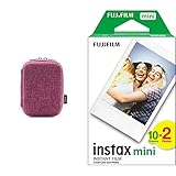 fujifilm instax custodia per stampante instax mini link2, soft pink, 70100154001 & 16386016 instax mini film pellicola istantanea per fotocamere instax mini, formato 46x62 mm, confezione da 20 foto