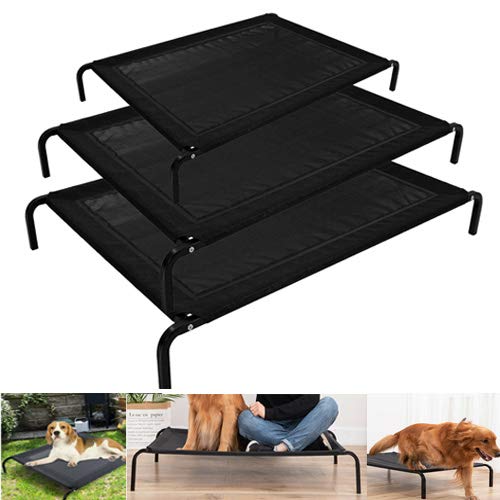 SiKy Cooling Elevated Dog Bed, Raised Pet Cot for Medium Dogs, Waterproof & Breathable Mat, Nonskid Feet, Indoor or Outdoor Use, 106cm x 62cm x 15cm