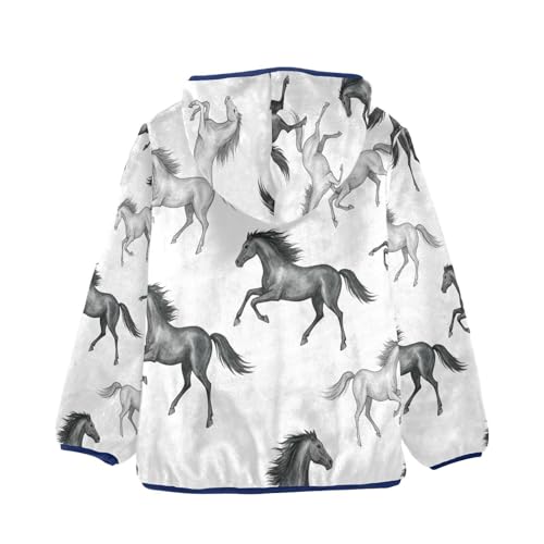 Horse Running Pattern Prints_1 Toddler Fleece Jacket Girl Boys Hooded Fleece Jacket Coat Warm Outwear Zip-up 3-10T2