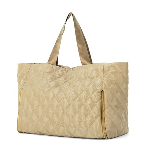 Bolsa de fitness acolchada para llevar durante la noche, gran capacidad, bolsa de viaje, bolsa de hombro moderna, bolsa de gimnasio, bolsa de fin de semana, bolsa deportiva, Khaki