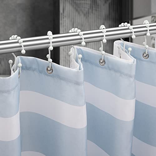 Image of Titanker Shower Curtain Hooks Rings, Rust Resistant Metal Double Glide Shower Hooks for Bathroom Shower Rods Curtains, Set of 12 Hooks - White