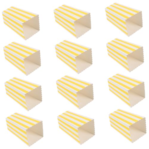 BESTYASH 12Pcs Striped Popcorn Boxes Safe Containers for Party Snacks Fried Food and Movie Reliable Popcorn Cases for Home Bakery and Events