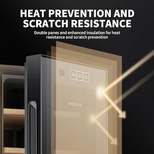 NEEDONE 150 Count Cabinet with Heating and Cooling Electric Temperature Control System, Made with Spanish Cedar Wood Shelves & Drawer with Hygrometer, Gift for Men