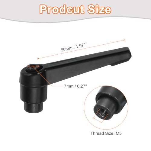 Image of uxcell 1Pcs M5 Adjustable Knobs Handle Female Thread Push Button Ratchet Quick Release Locking Rotating Bolt for Lathe Machinery, Black