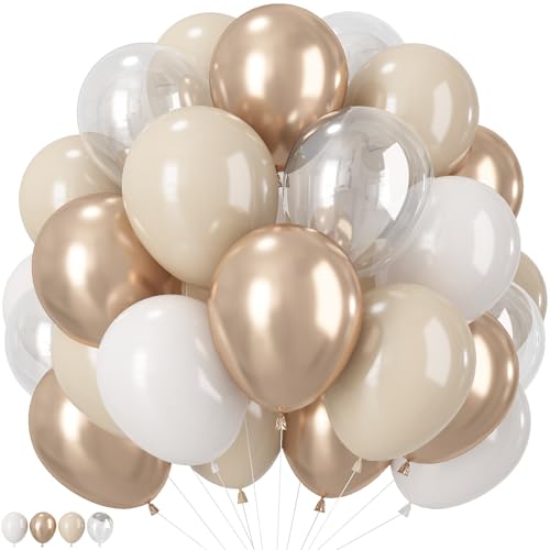Image of Champagne Gold White Balloons, 60PCS Neutral Boho Bride To Be Party Balloon