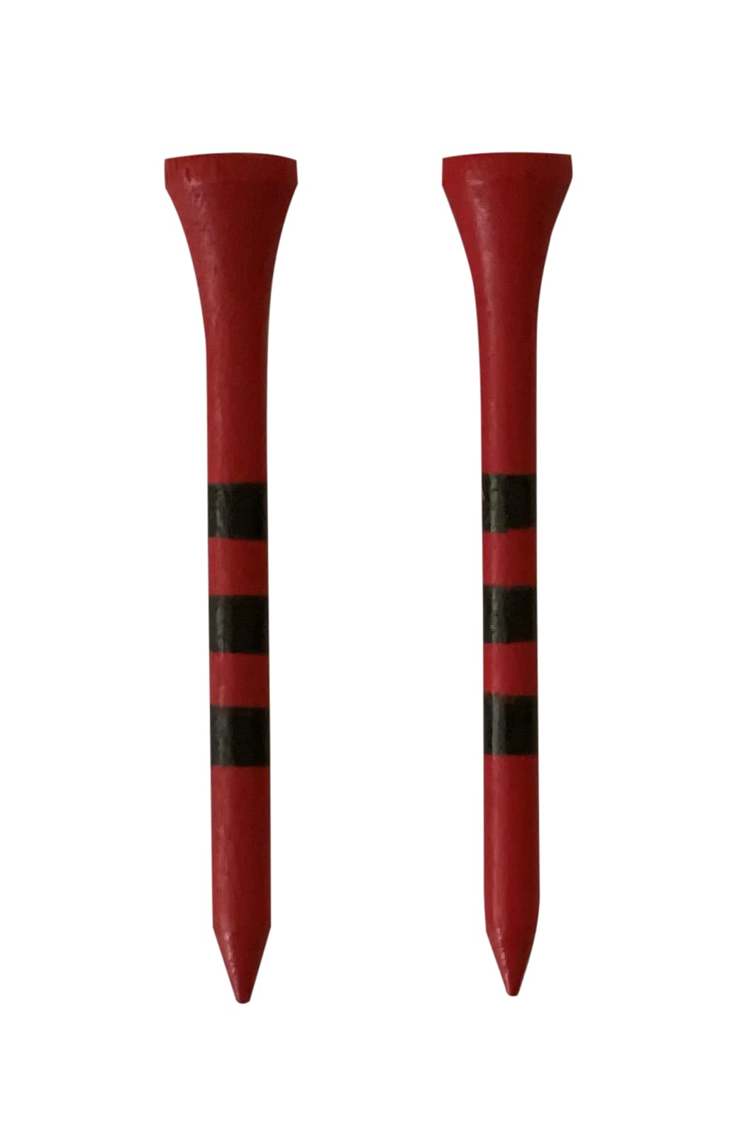 Golf Tees Etc2 3/4" & 3 1/4" Wooden Golf Tees with Precision Height Stripes - Pack of 100 (Red/Black or White/Black)